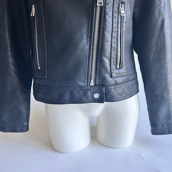 Topshop Black Leather Moto Jacket - Picture 2 of 14